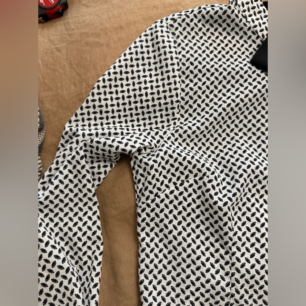Black and White Patterned Blouse with statement Bow - Picture 10 of 11